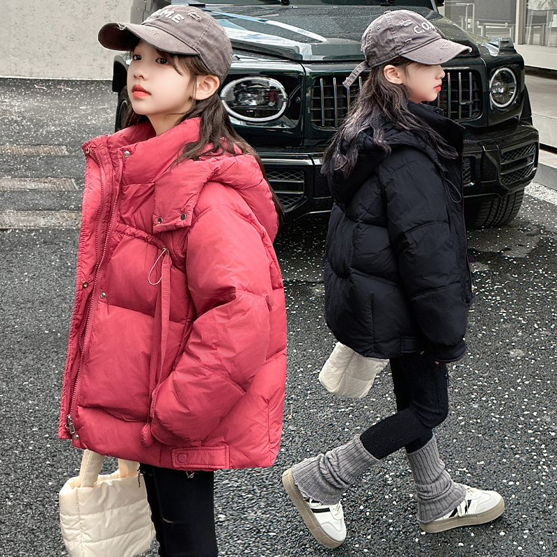 女童冬装羽绒服2025新款洋气中大童冬季爱心面包服白鸭绒保暖外套