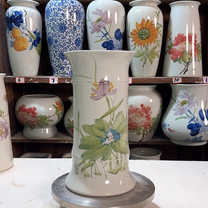 瓶高29竹子绿绿荷花新款陶瓷陶瓷