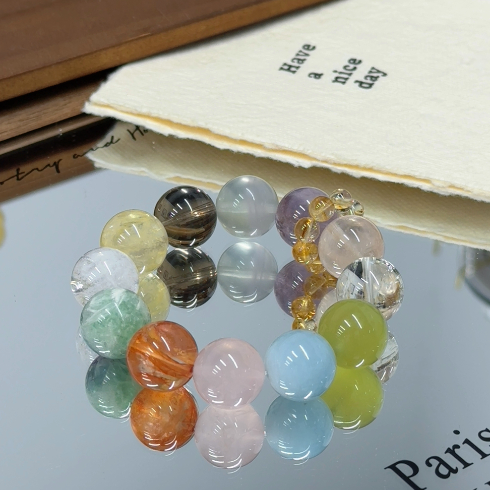 价158拍2发1多宝-胶花海蓝宝秀玉荧石白阿塞茶晶粉水等设计款