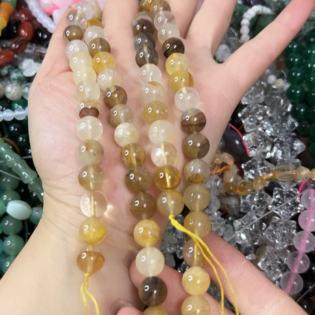 玛瑙/玉髓合金珠宝半成品，卡10黄胶花一条