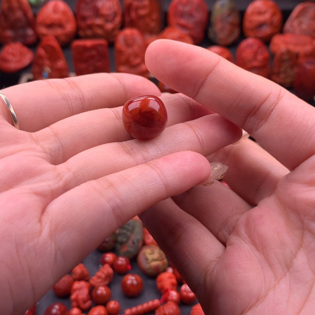 南红玛瑙南红川料原矿老型单珠14mm未镶嵌