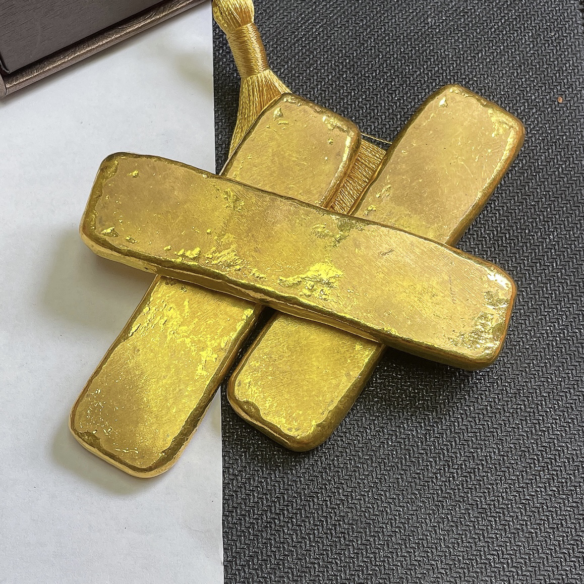 金灿灿 黄灿灿大条子 保底130克 创意摆件 可火烧可改款实心