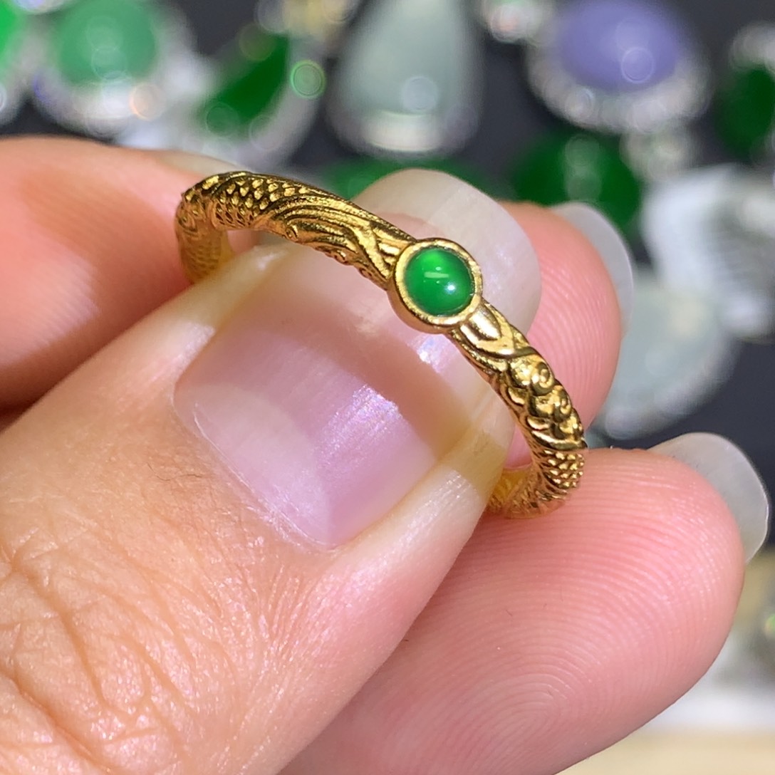 翡翠戒指银S925镶嵌哪吒款
