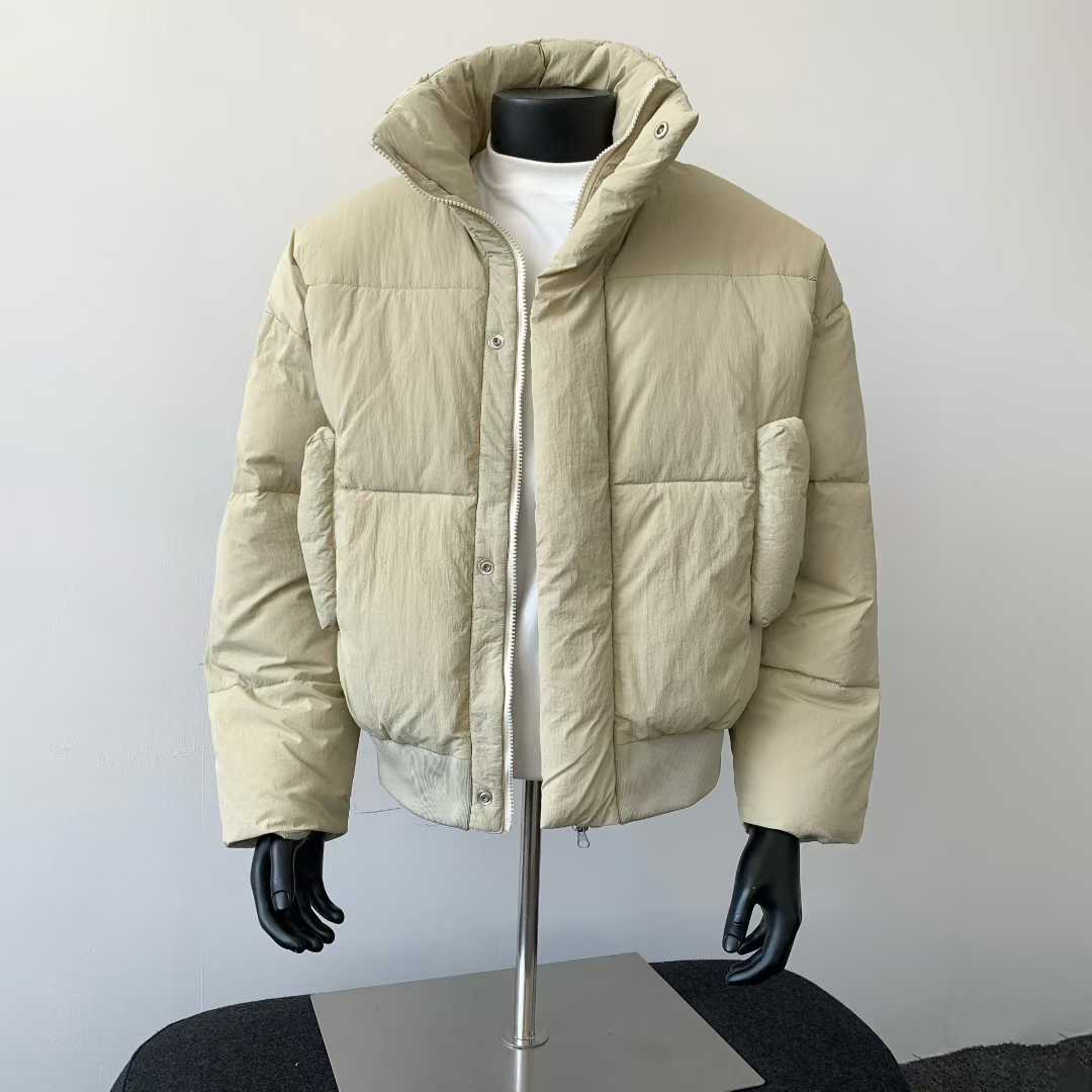 Xcoolstore简约立领加厚男士防风工装米皱棉衣棉服保暖立领秋冬男