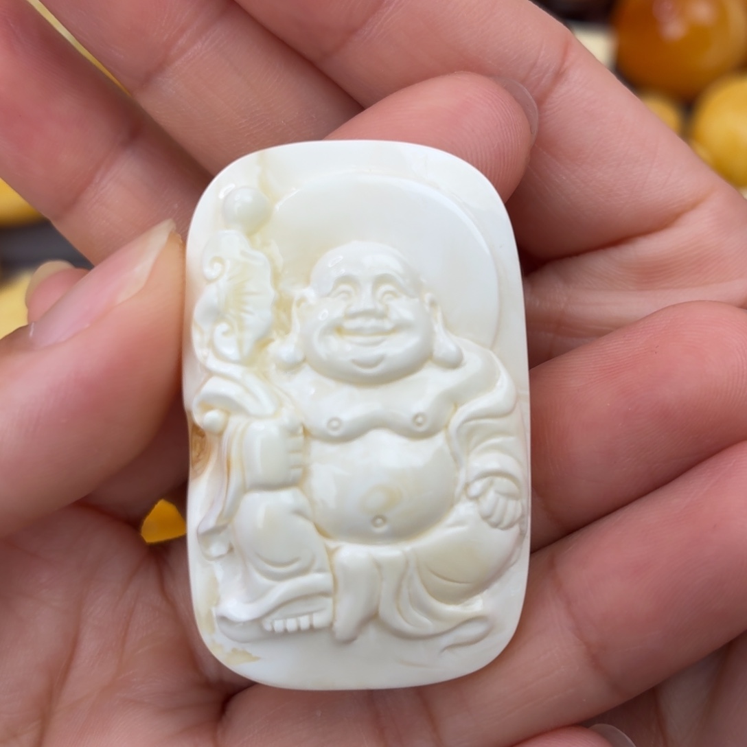 蜜蜡未镶嵌吊坠(不含链)瓷白佛