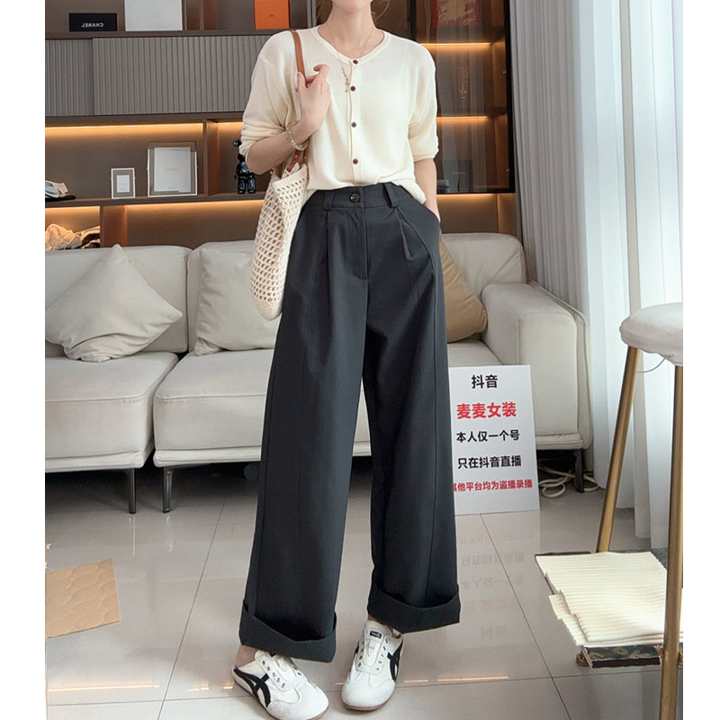 3025秋季新款女装2025年立体剪裁长裤阔腿裤时尚百搭休闲裤子女