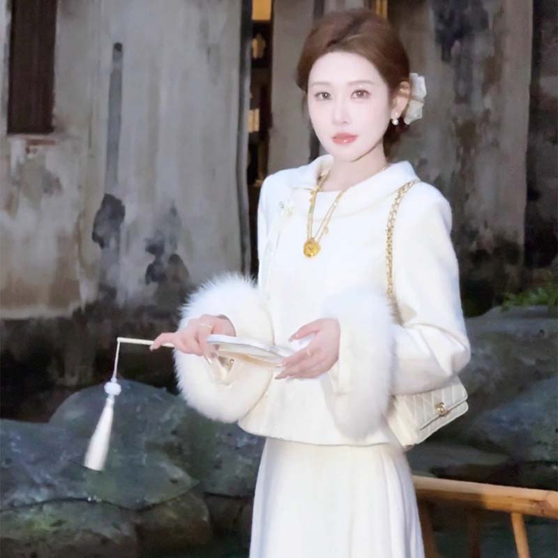 【素夕】【两件套】【有里布】新中式外套半身裙女国风套装QY0213