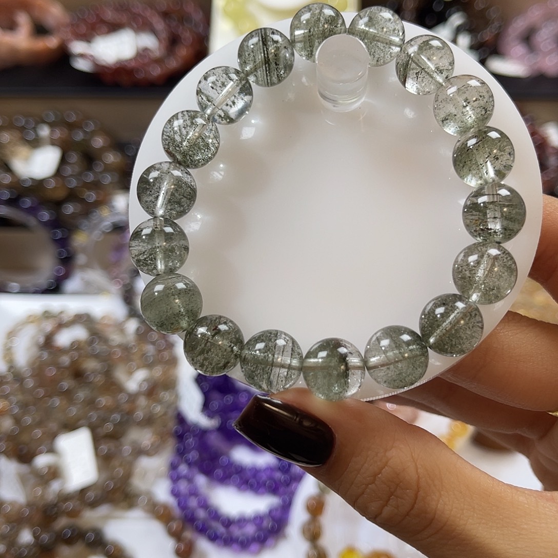 水晶手链未镶嵌千层绿幽灵 11m