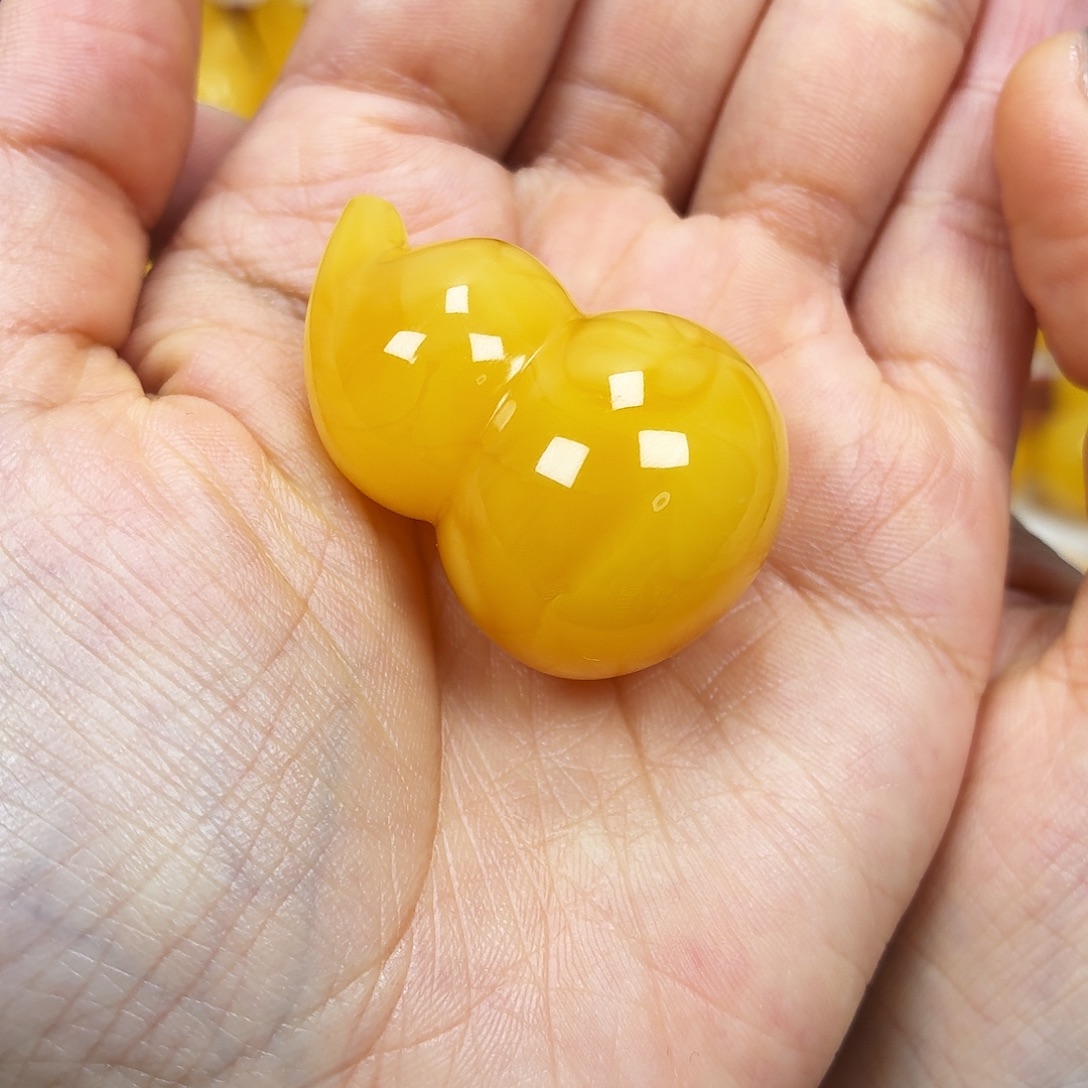 蜜蜡未镶嵌颈饰焦皮浓蜡妖花葫芦