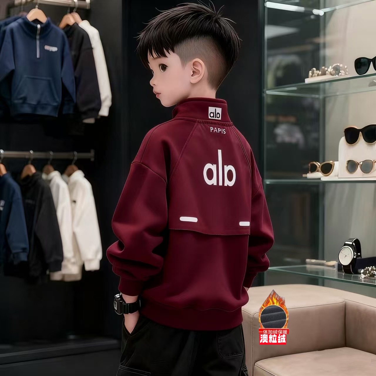 男童秋冬款卫衣2025款纯色中大童立领卫衣洋气秋冬季男孩长袖卫衣