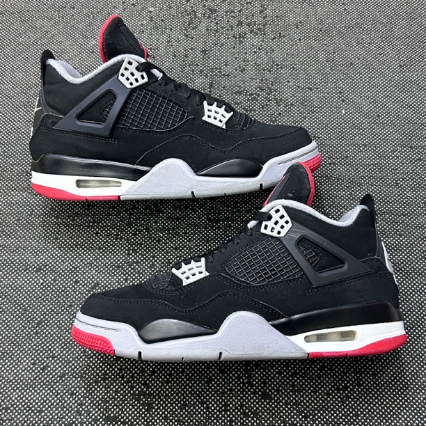 90新 AIR JORDAN 40.5码 aj4 黑红 麂皮瑕疵 无原盒 复古休闲鞋