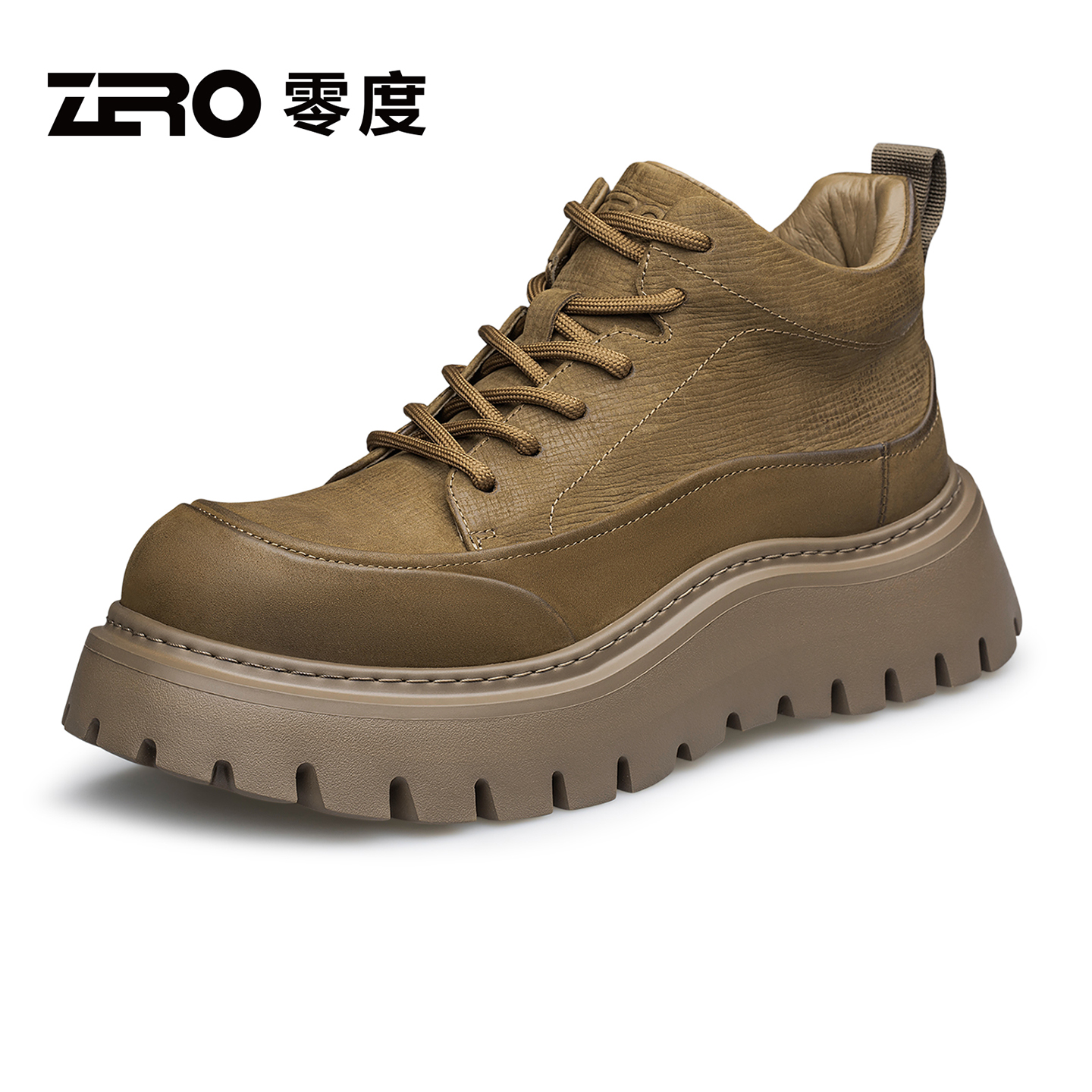 零度秋冬新款男鞋增高防滑舒适厚底耐磨复古高端休闲运动复古鞋男