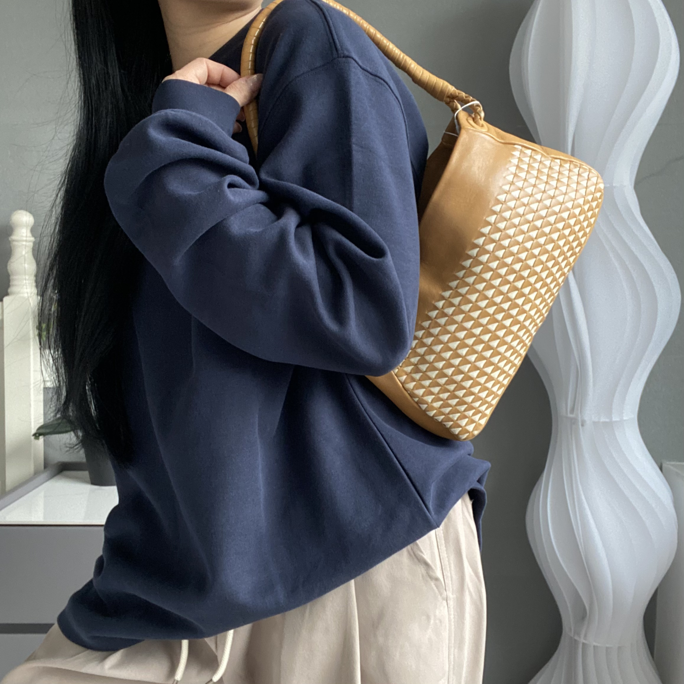 95新 BOTTEGA VENETA/葆蝶家 【可】奶茶色编织单肩包00 1226