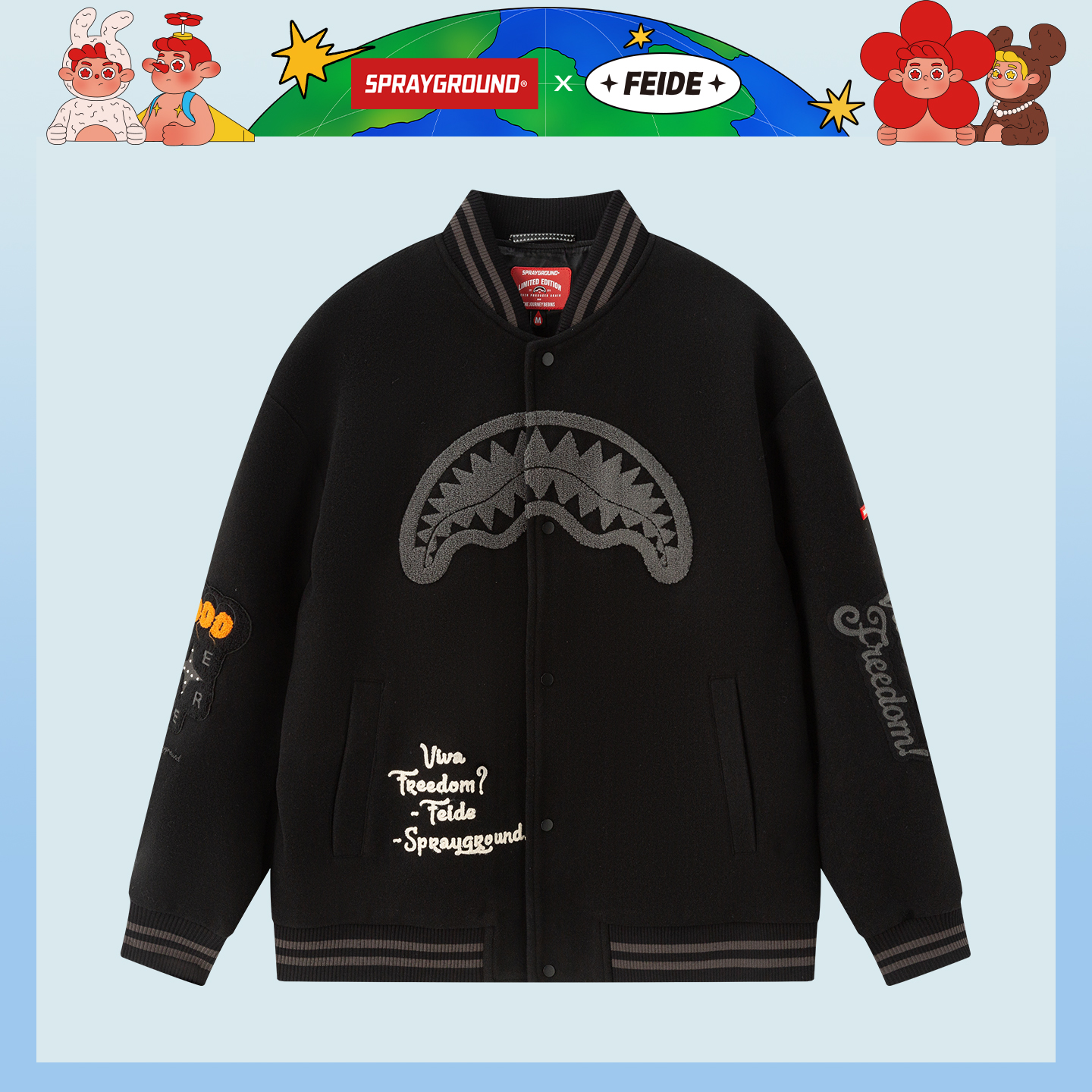 【FEIDE联名】SPRAYGROUND鲨鱼嘴球夹克美式休闲潮流XB WE131106