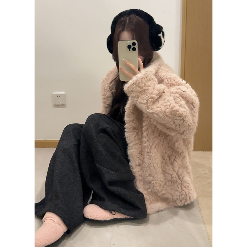 人造皮草 【元气桃桃】毛毛外套女冬韩系保暖加厚仿狐狸毛环保皮草