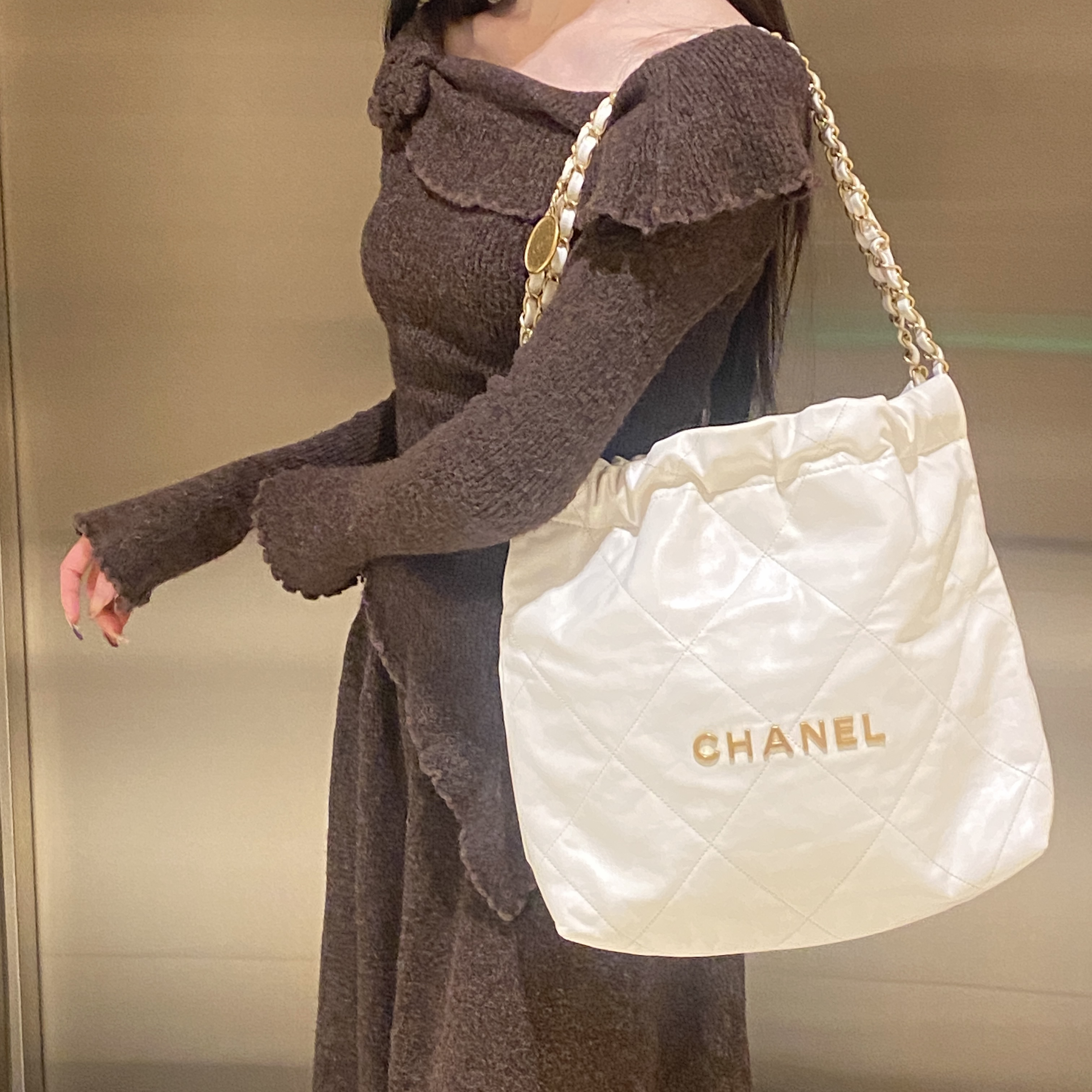 95新 Chanel/香奈儿 chanel白金垃圾袋单肩斜挎包