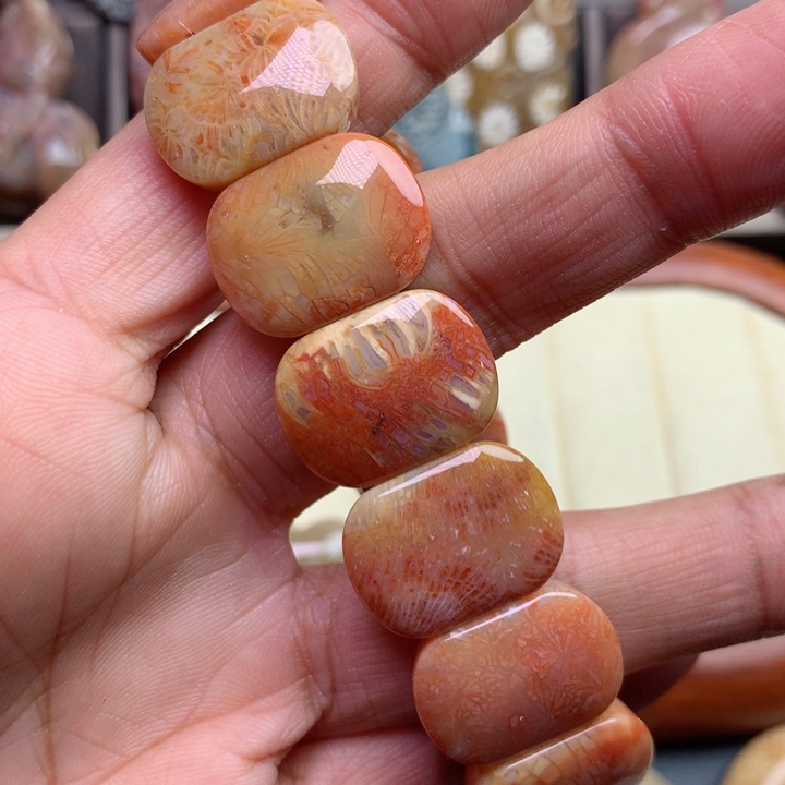 硅化珊瑚（珊瑚玉）颈饰未镶嵌