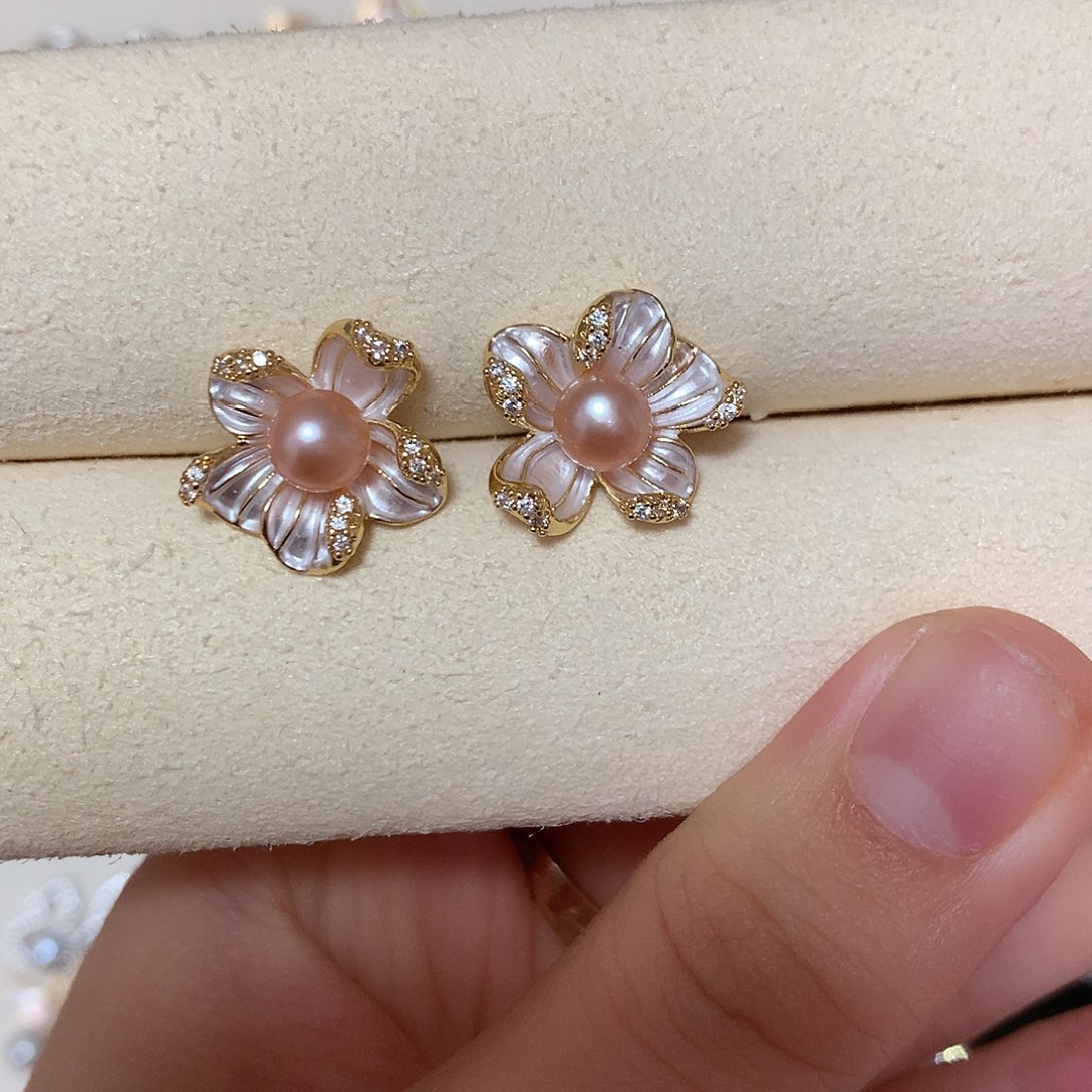 淡水珍珠耳饰合金