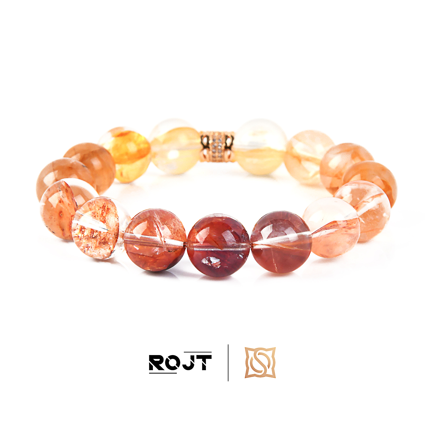 ROJT丹璃原创高货红黄胶花水晶正能量设计款