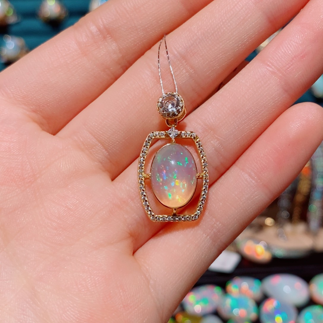 欧泊欧泊吊坠银S925镶嵌