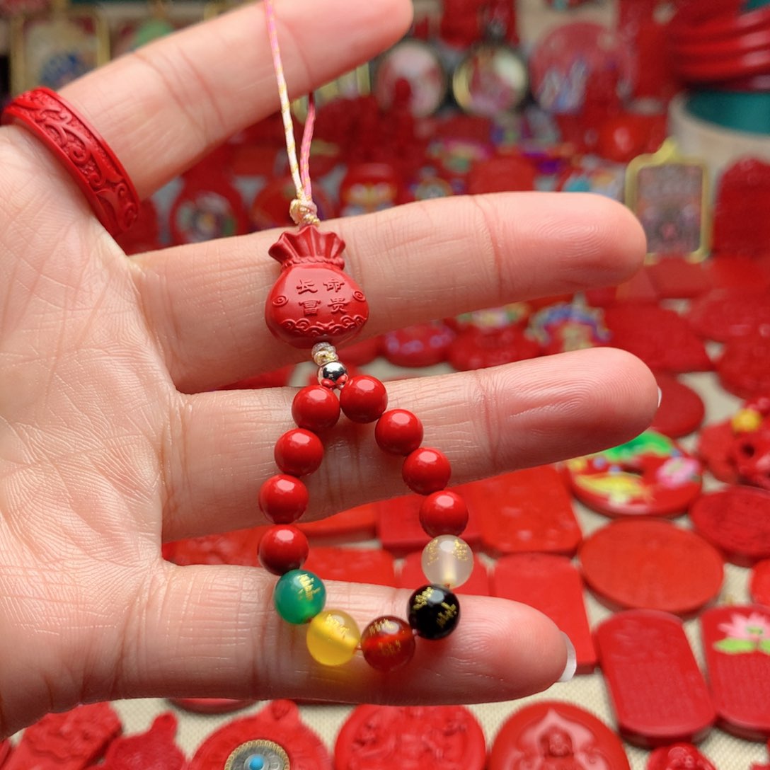 天然辰砂工艺品朱砂手机坠