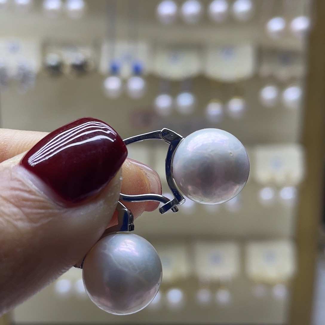 淡水珍珠耳饰银S925镶嵌