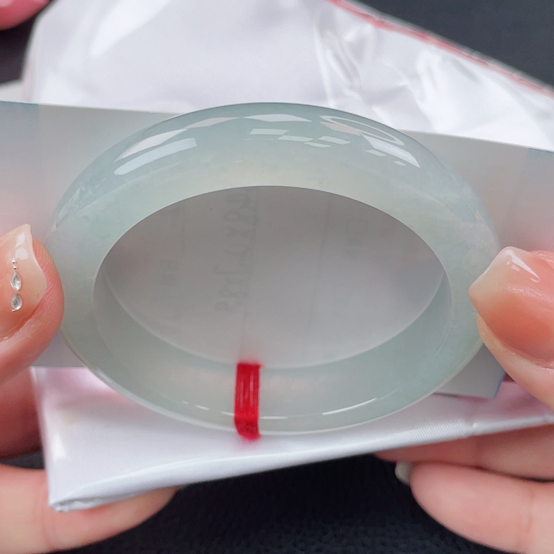 翡翠未镶嵌手镯55正圈冰胶晴底