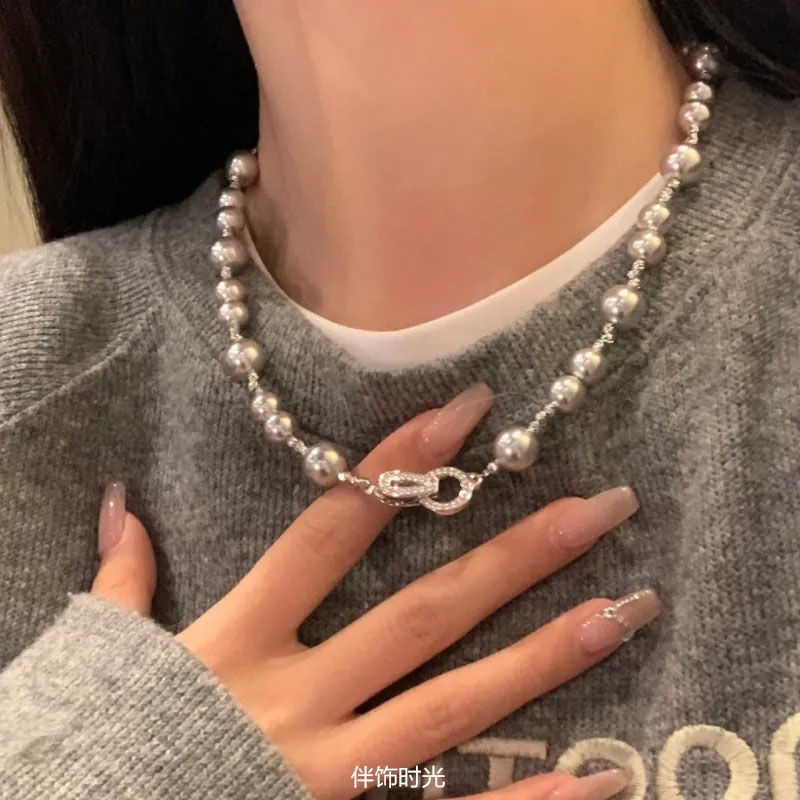 高级感灰色项链小众设计感高级气质锁骨链女夏甜酷日常百搭颈链