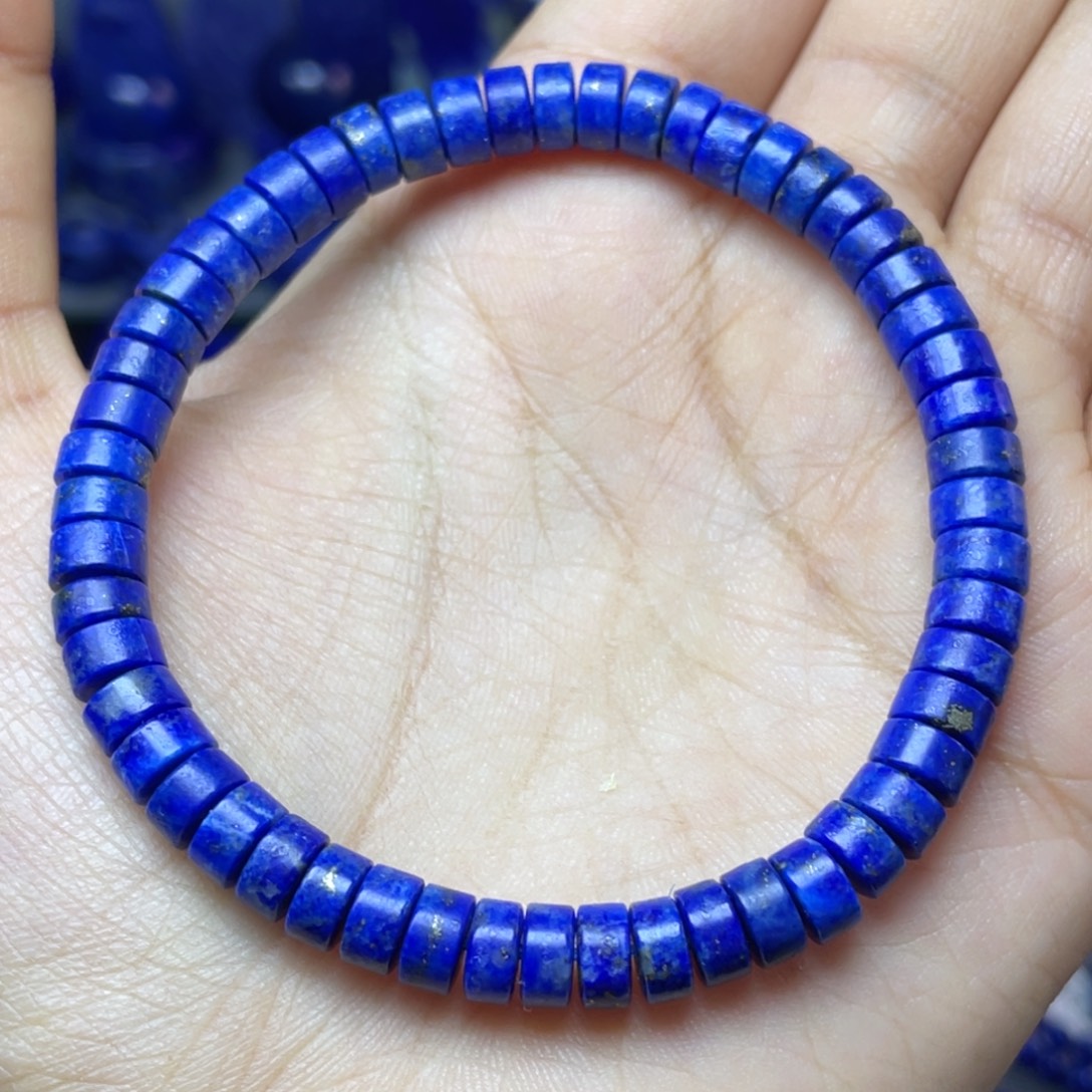 青金石未镶嵌6×3mm直切药片手串