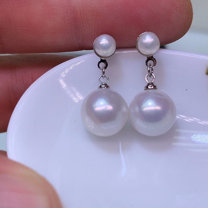 银S925镶嵌耳饰淡水珍珠