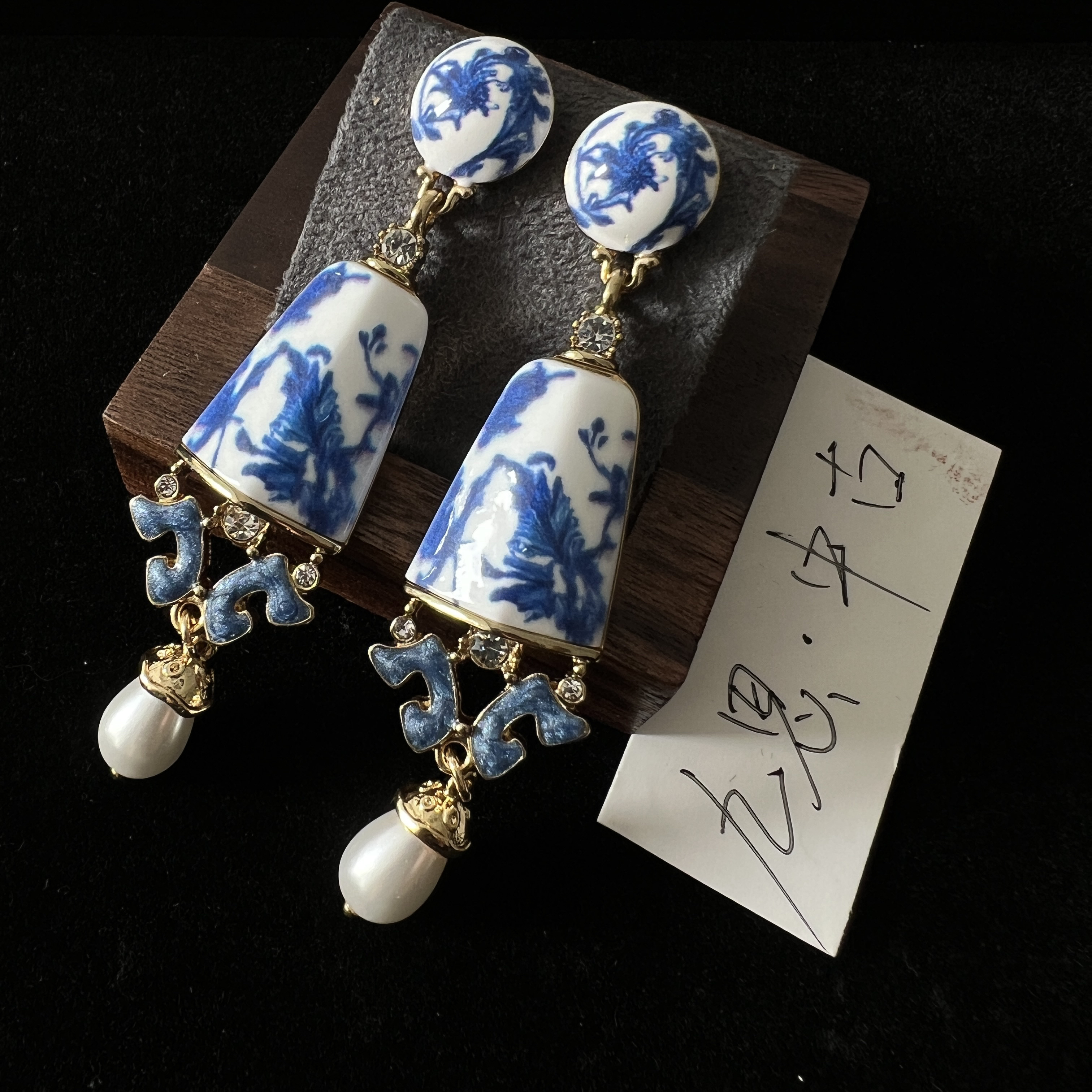 铜合金陶瓷仿珍珠耳饰 合金亚克力耳饰 中古vintage宫廷复古风花