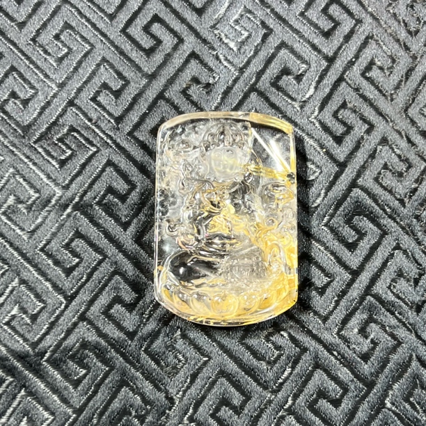 天然水晶纯手工雕刻钛晶观音吊坠精美项链