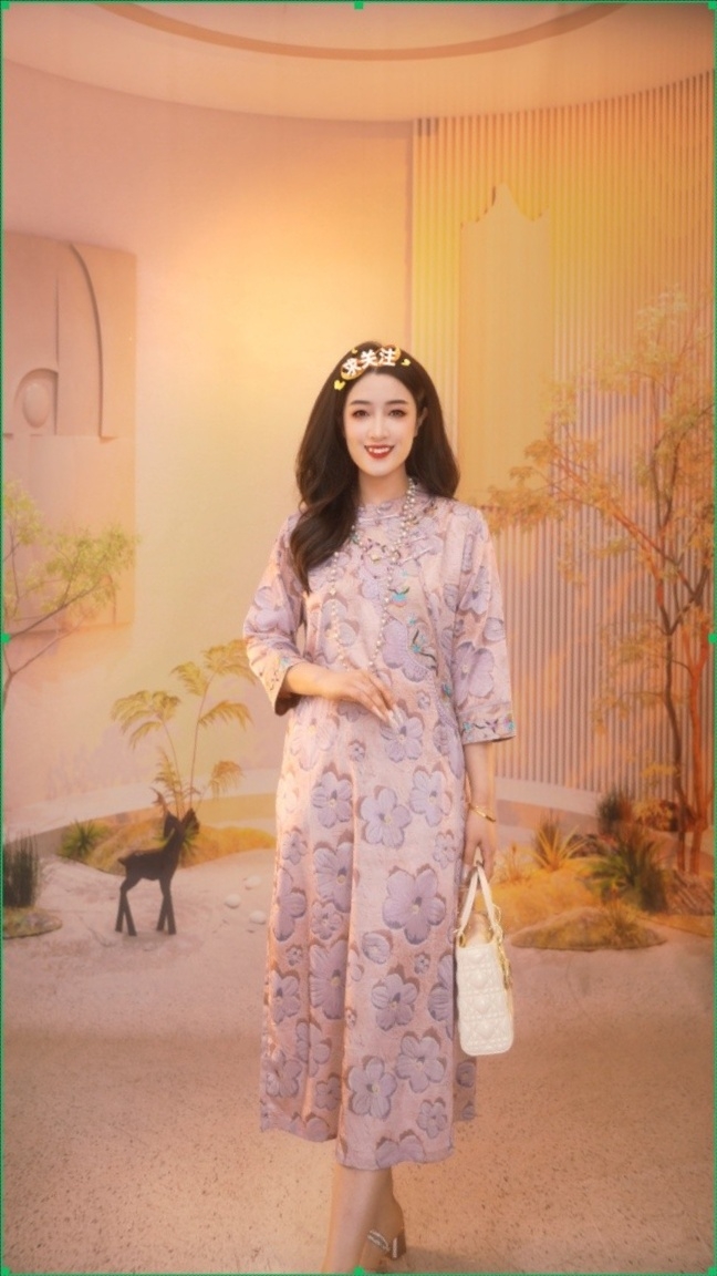镜中花|春夏季新款女装新中式刺绣连衣裙2025A385奇奇