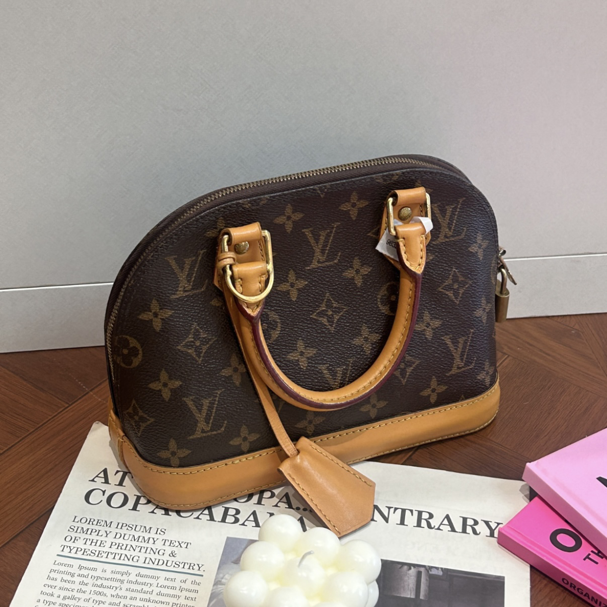 95新 LouisVuitton/路易威登 alma bb贝壳包 经典老花 手提斜挎