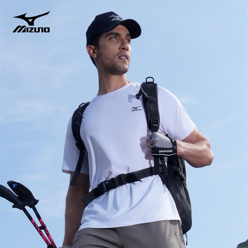 Mizuno/美津浓户外运动凉感速干男士t恤短袖圆领弹力休闲男款T恤