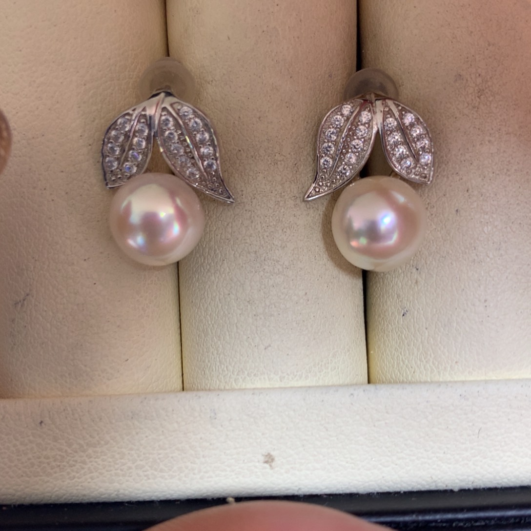 银S925镶嵌海水珍珠耳饰