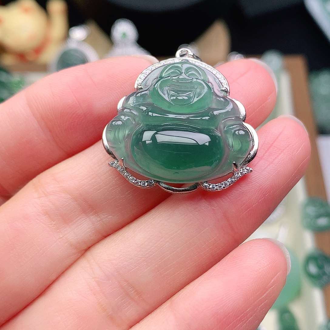 爱***6翡翠银S925镶嵌颈饰吊坠