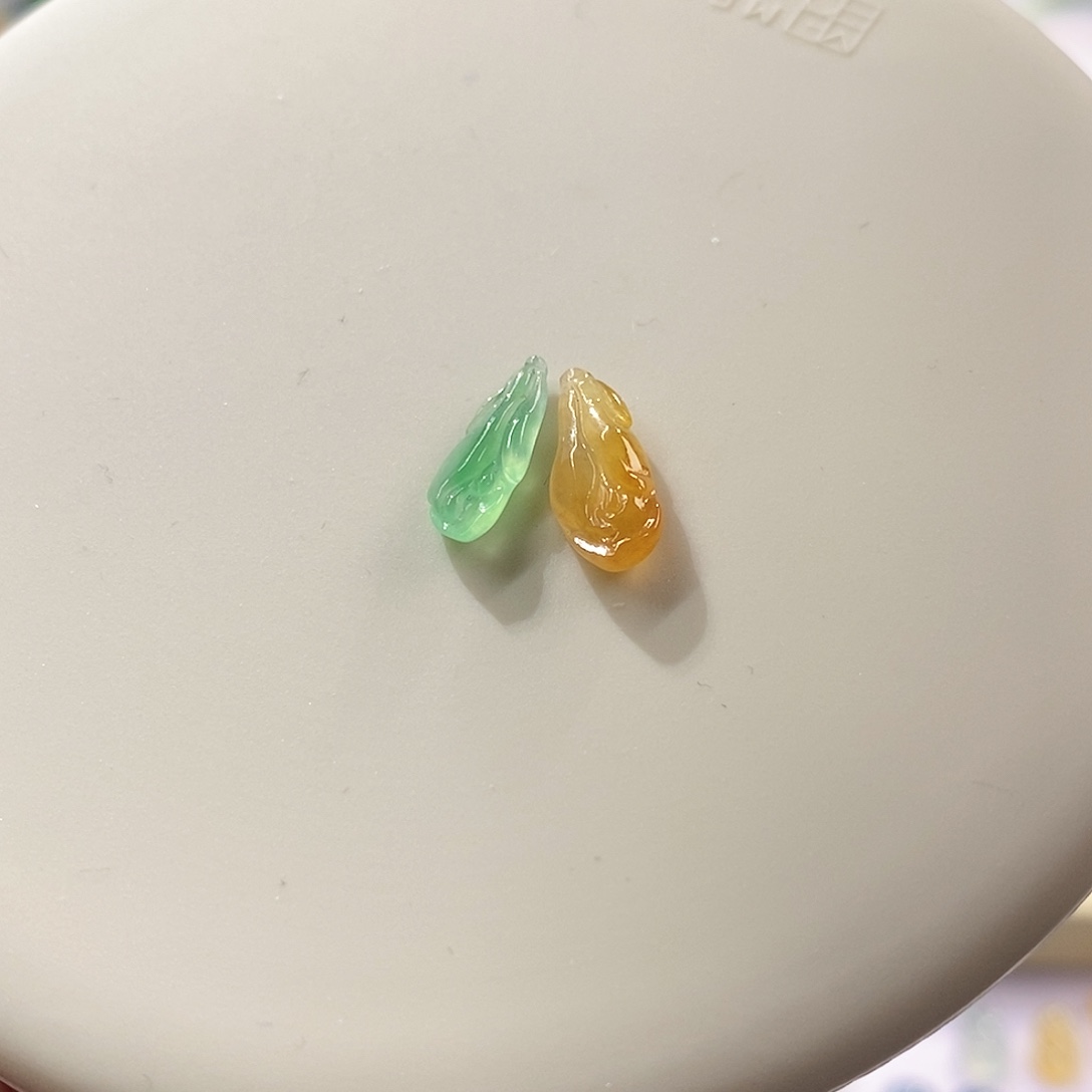 翡翠散珠冰花花一对