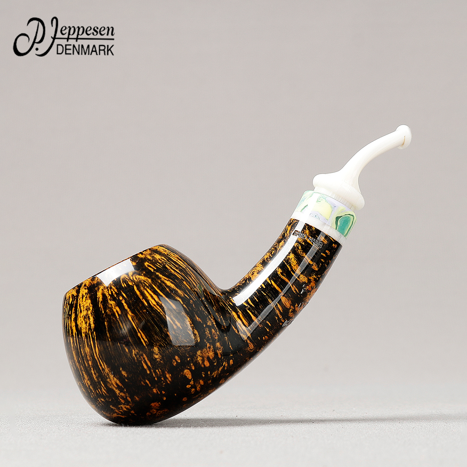 丹麦吉普森 IDA5 光面深色苹果微弯 白嘴  3mm 手工石楠木烟斗
