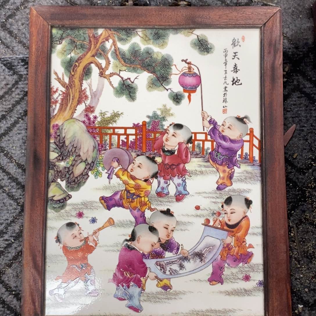 瓷片37*28 景德镇瓷板画柴窑烧制