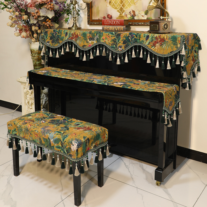 钢琴防尘罩欧式加厚钢琴布美式复古盖布立式防尘套琴披琴凳盖布