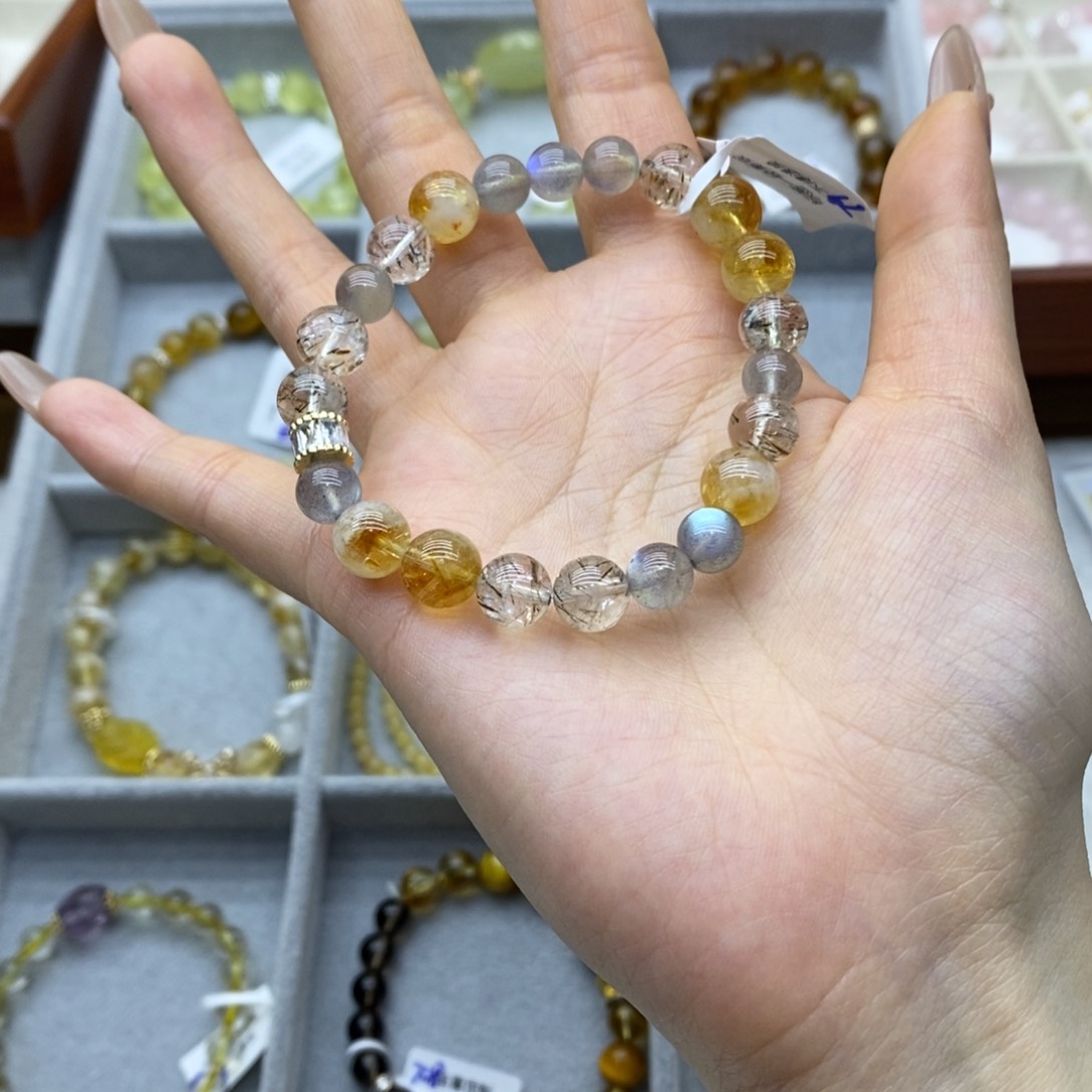 水晶手链未镶嵌灰月黄塔