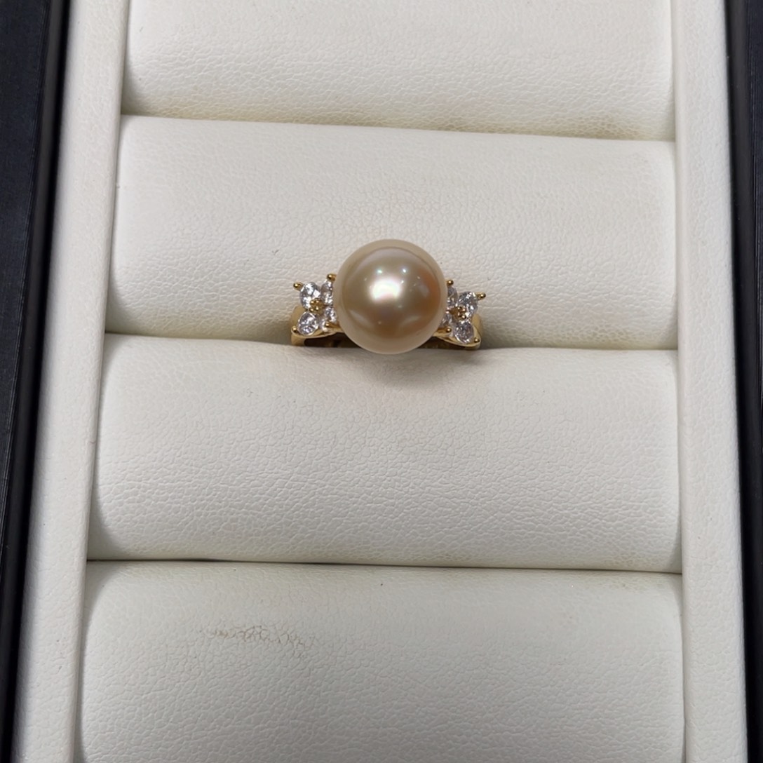 海水珍珠戒圈银S925镶嵌O***卷