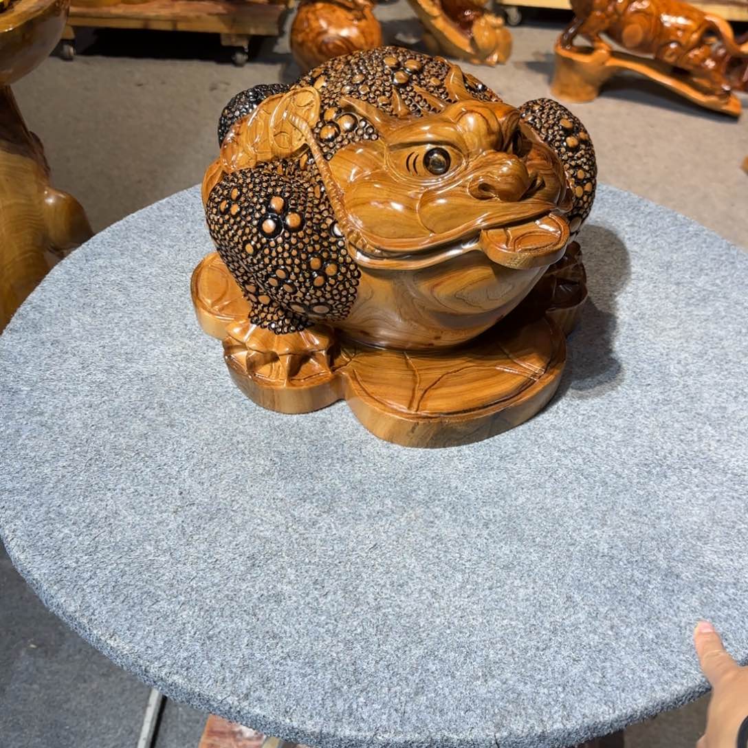 香樟木金蟾实木摆件