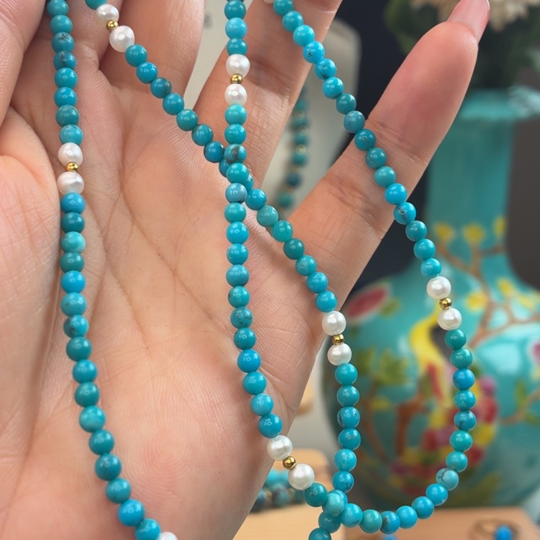 绿松石18K金镶嵌颈饰