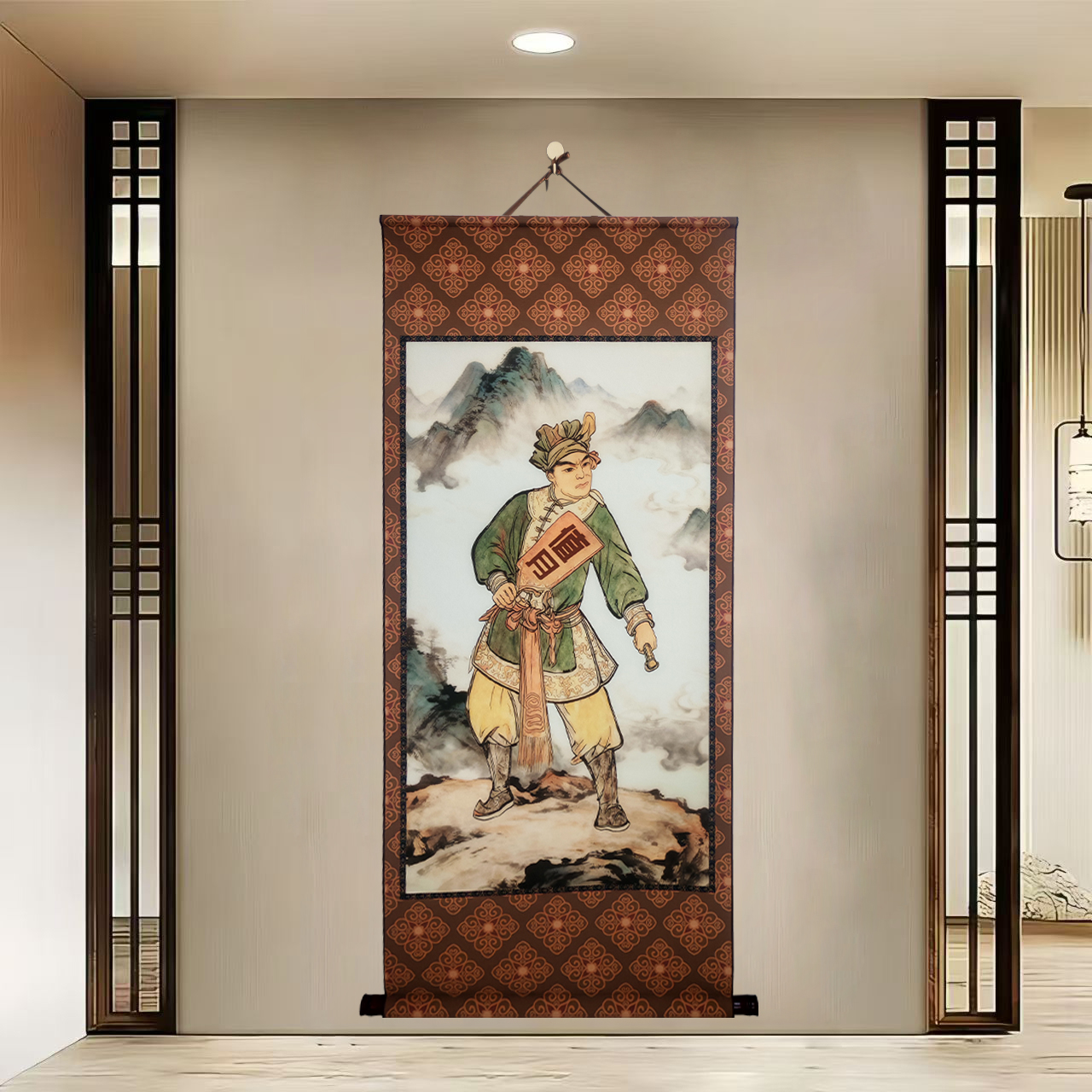 {z140值月}60x140cm国风卷轴艺术微喷装饰画