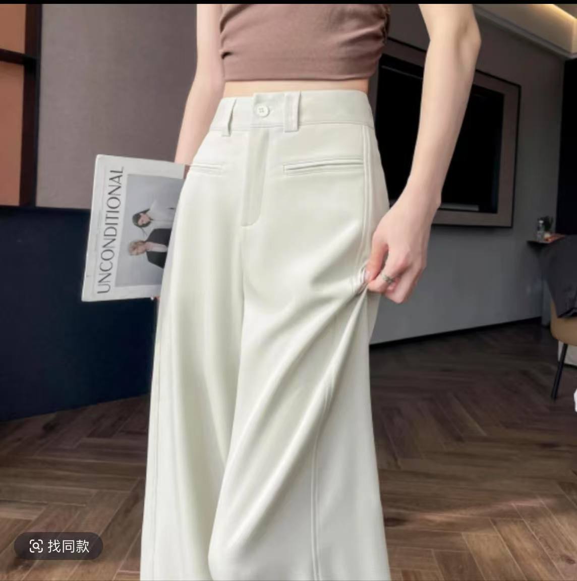 韩系通勤直筒微宽松西装裤女夏季薄款气质高腰显瘦百搭休闲直筒裤