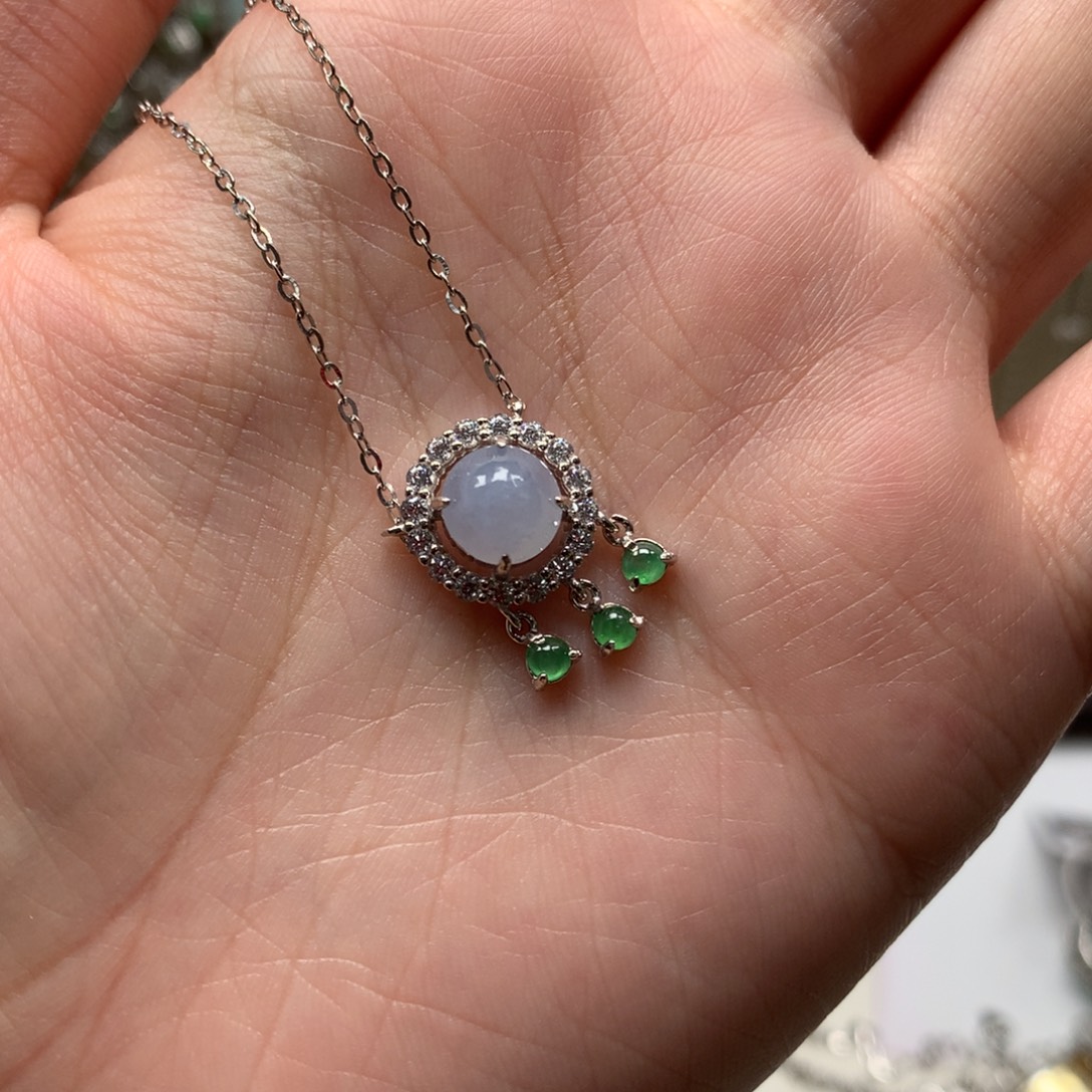 翡翠银S925镶嵌戒指项链