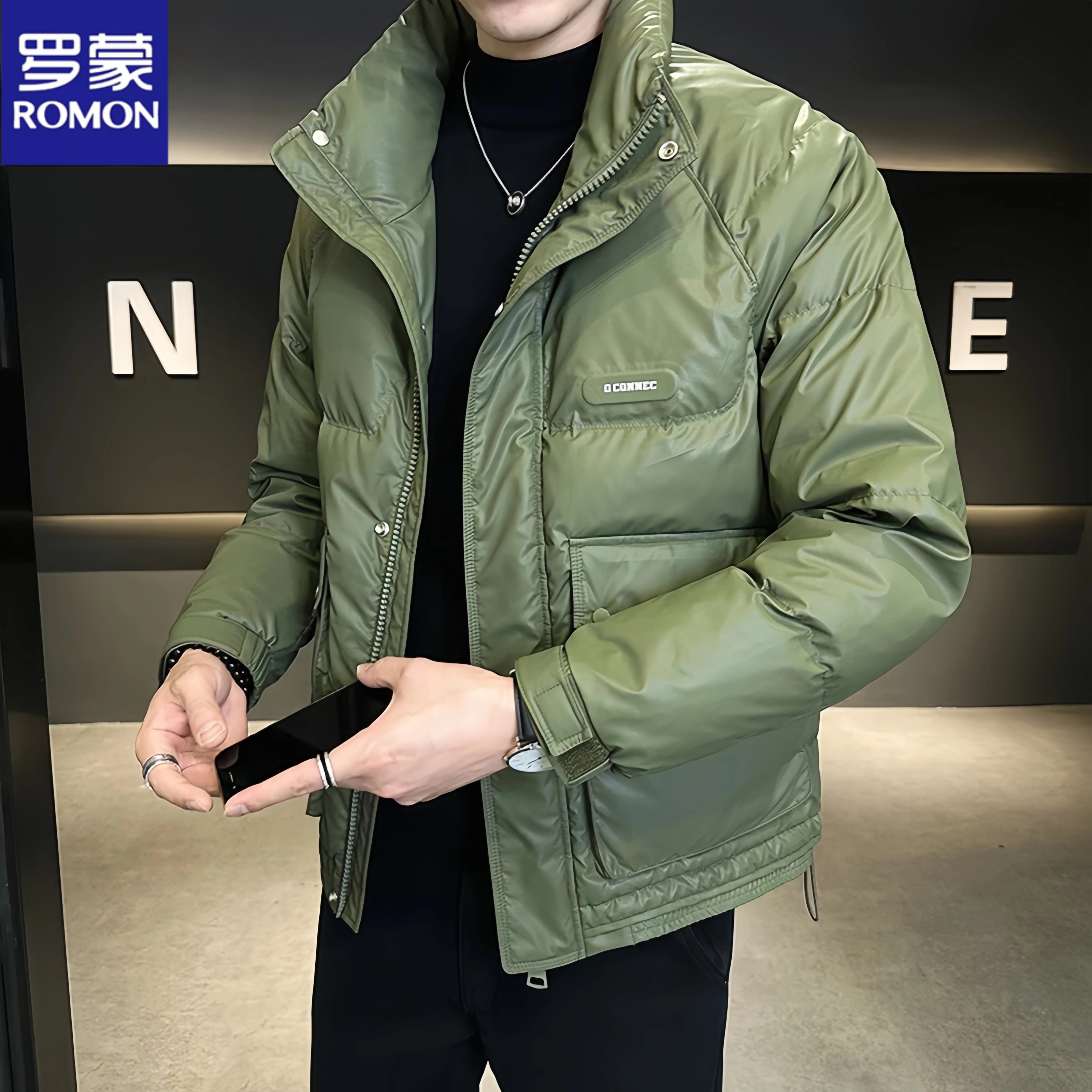 Romon/罗蒙羽绒服商务男士休闲外套冬季新款百搭保暖加厚短款夹克