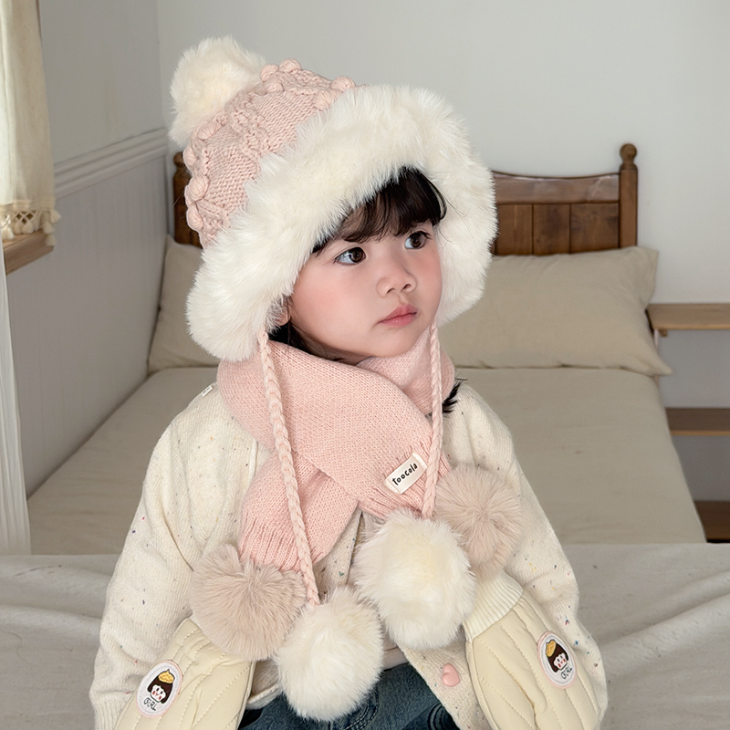 宝宝帽子儿童护耳帽针织帽毛线帽套头帽加绒加厚秋冬保暖手工帽